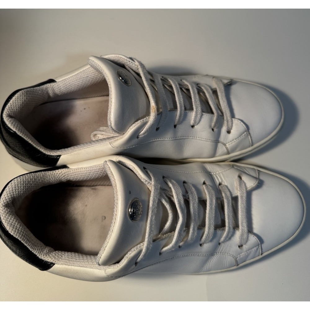 Longchamp Men's Leather Sneakers Men's Eu 41 /US 8 White / Black Original - Picture 2 of 5